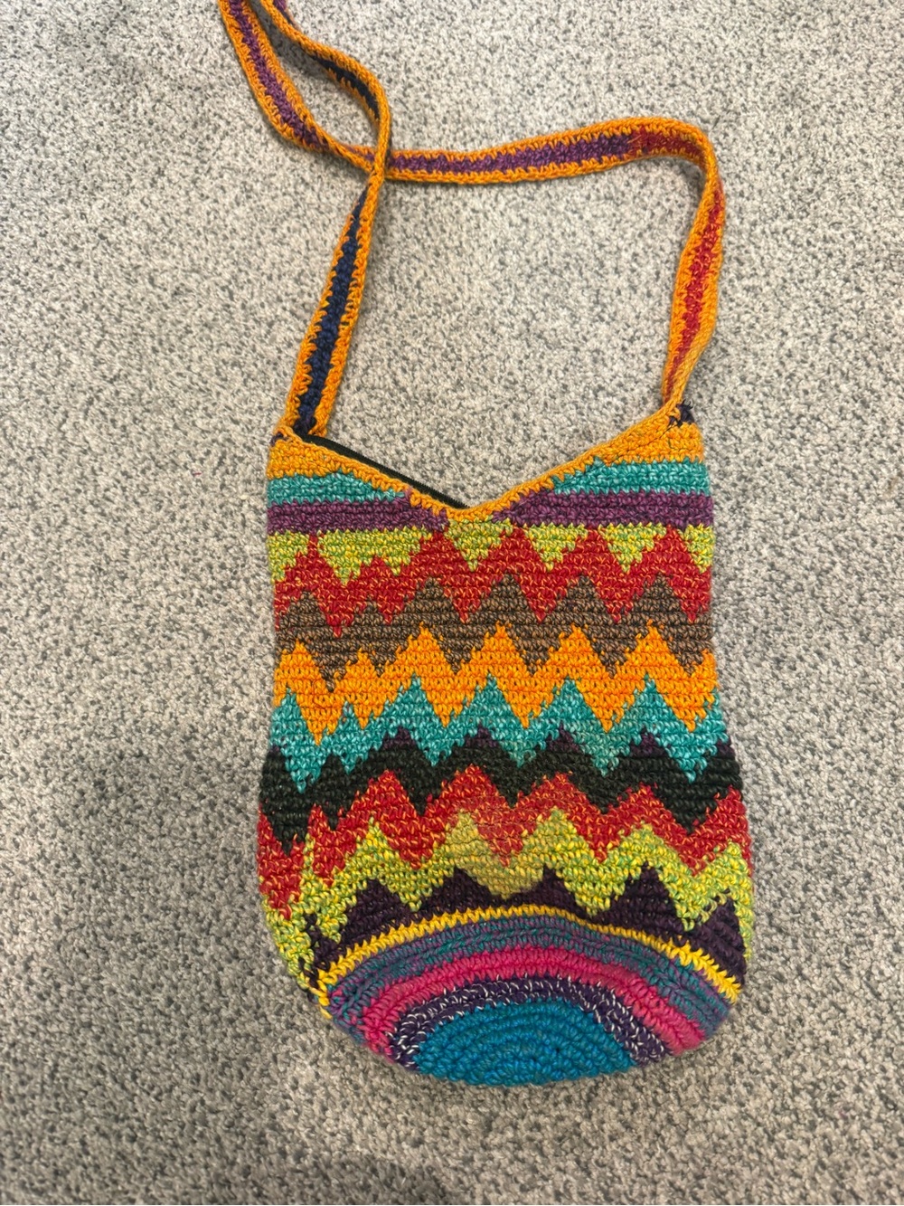 Handmade Multicolor Crochet Shoulder Bucket Bag